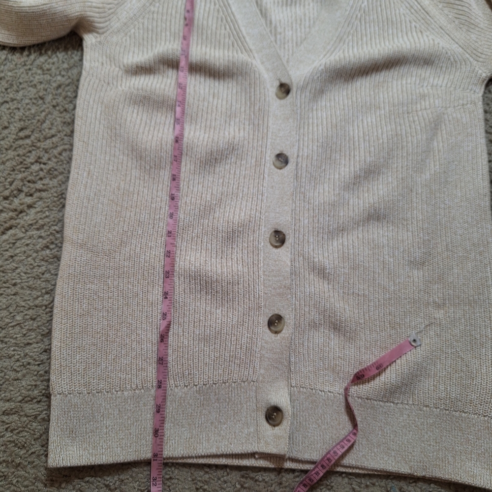 COS Cream Ribbed V-Neck Button-Front Cardigan Jacket Size S - Picture 8 of 9